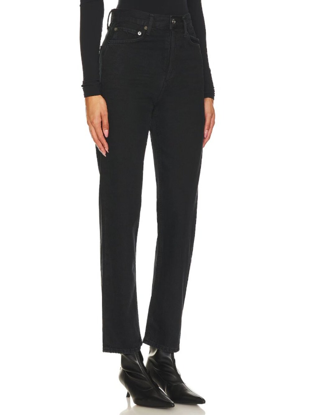 AGOLDE 90s Pinch Waist High Rise Straight Jeans in Crushed Black Denim 27 - Picture 2 of 6